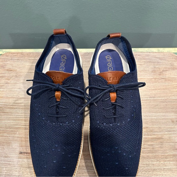 Cole Haan Men\'s Original Grand Stitchlite Navy/Ivory Knit Wingtip Oxfords Sz.9.5 main image 5